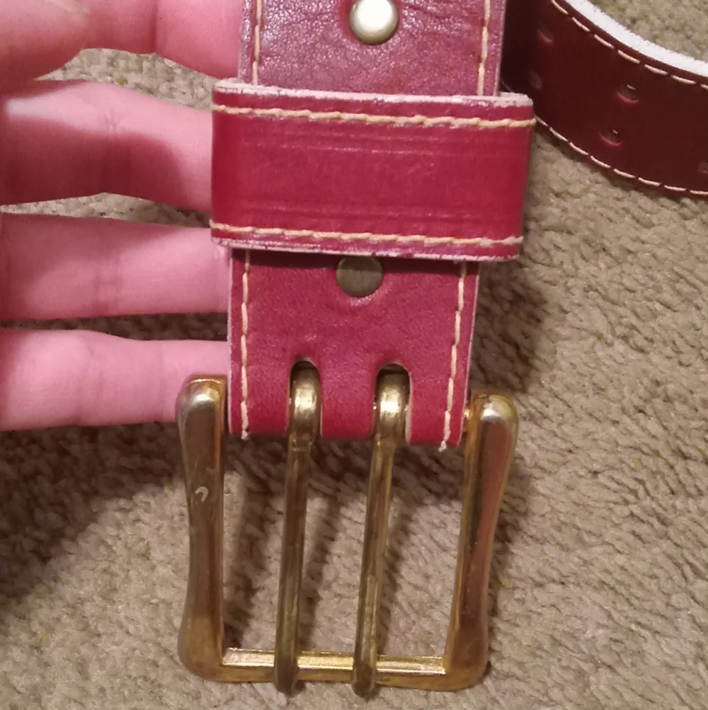 Men's Vintage Belt size 36 Brass Buckle Double Hole 